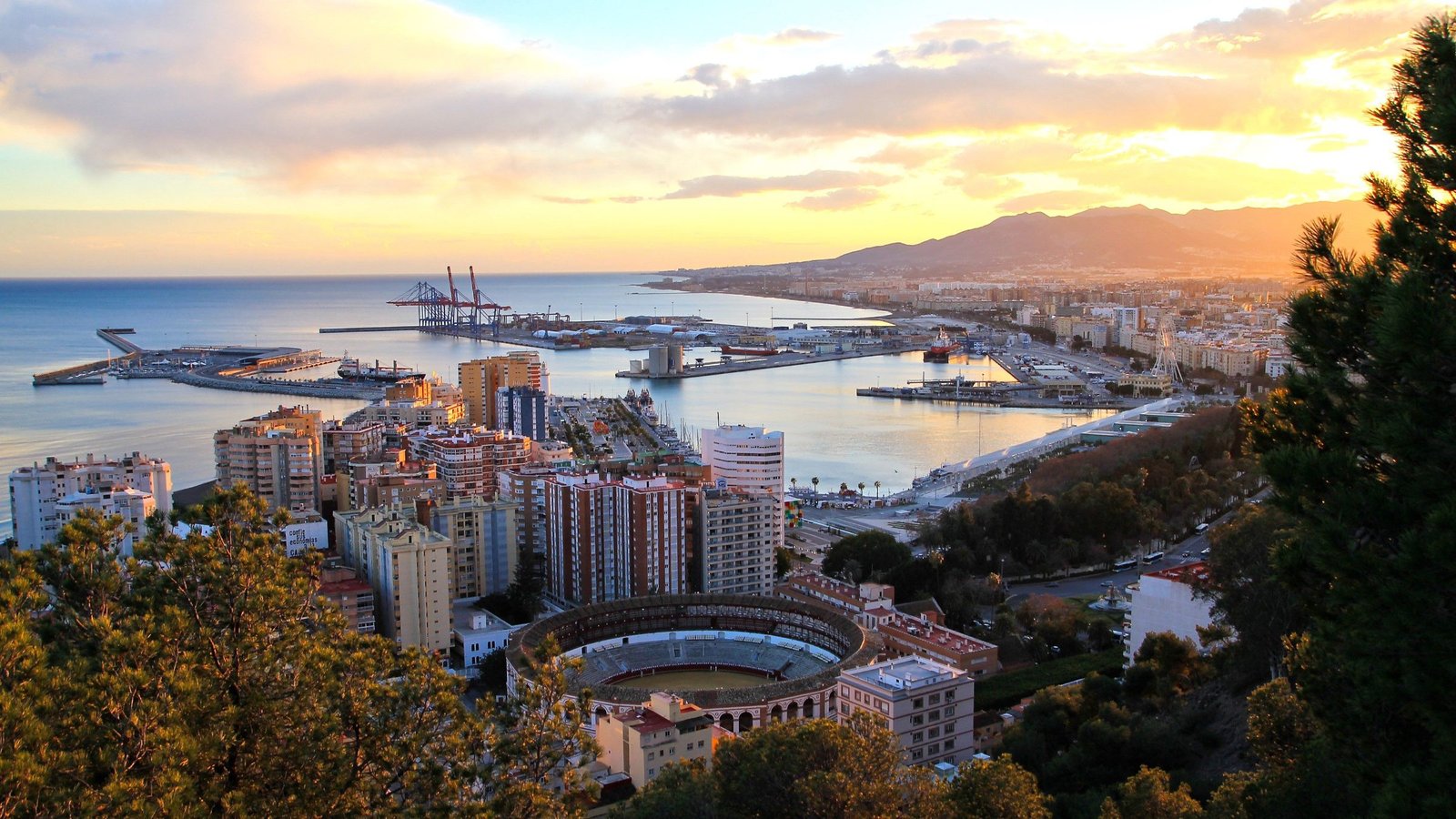 Málaga at sunset